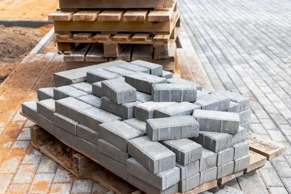 storage paving slabs pallets construction site readytoinstall concrete paving slabs finished products warehouse 331695 5751